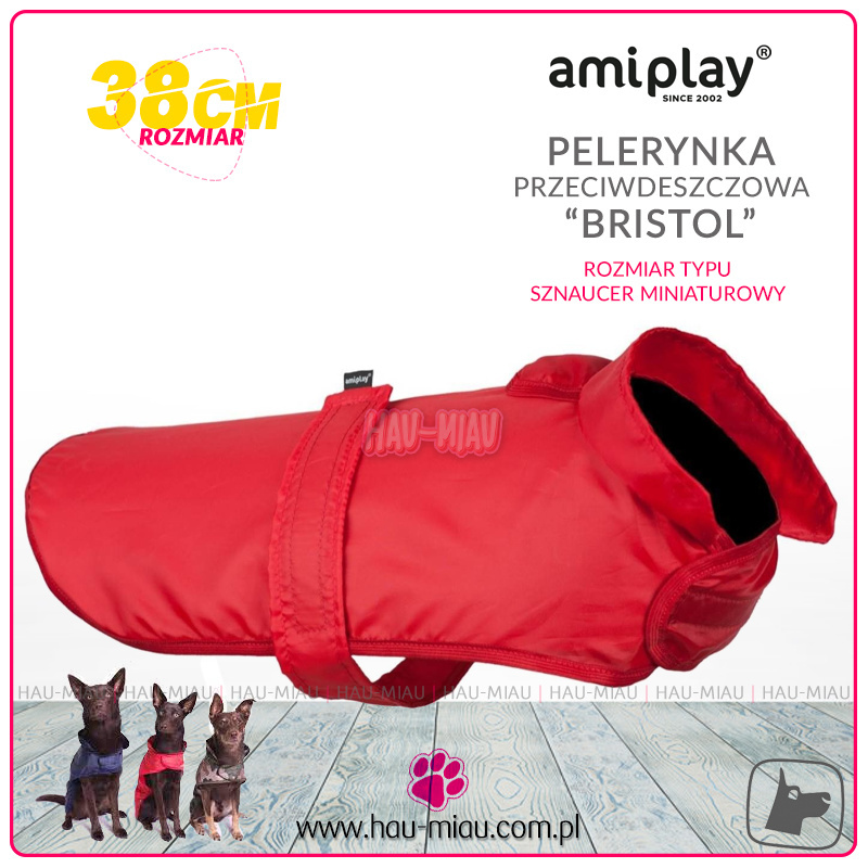 AmiPlay - Pelerynka / Płaszczyk przeciwdeszczowy - BRISTOL - Czerwony - rozmiar 38 cm AmiPlay - Pelerynka / Płaszczyk przeciwdeszczowy - BRISTOL - Czerwony - rozmiar 38 cm