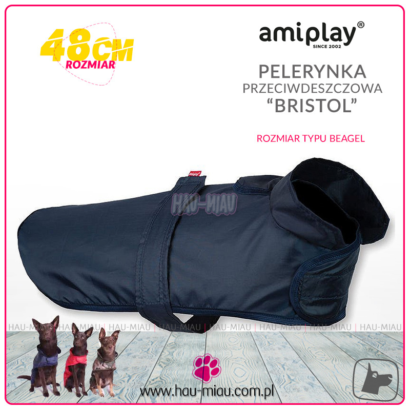 AmiPlay - Pelerynka / Płaszczyk przeciwdeszczowy - BRISTOL - Granatowy - rozmiar 48 cm AmiPlay - Pelerynka / Płaszczyk przeciwdeszczowy - BRISTOL - Granatowy - rozmiar 48 cm