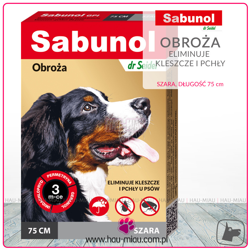 Dr Seidel - Sabunol - Obroża dla psów na kleszcze i pchły - Szara - 75 cm Dr Seidel - Sabunol - Obroża dla psów na kleszcze i pchły - Szara - 75 cm