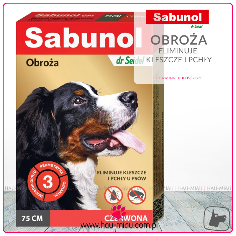 Dr Seidel - Sabunol - Obroża dla psów na kleszcze i pchły - Czerwona - 75 cm Dr Seidel - Sabunol - Obroża dla psów na kleszcze i pchły - Czerwona - 75 cm