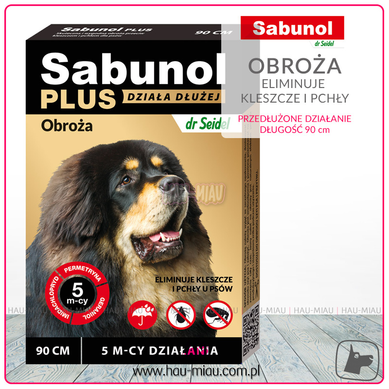 Dr Seidel - Sabunol - Obroża dla psów na kleszcze i pchły o przedłużonym działaniu do 5 miesięcy - 90 cm