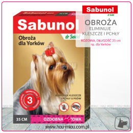 Dr Seidel - Sabunol - Obroża dla psów typu York na kleszcze i pchły - Różowa - 35 cm