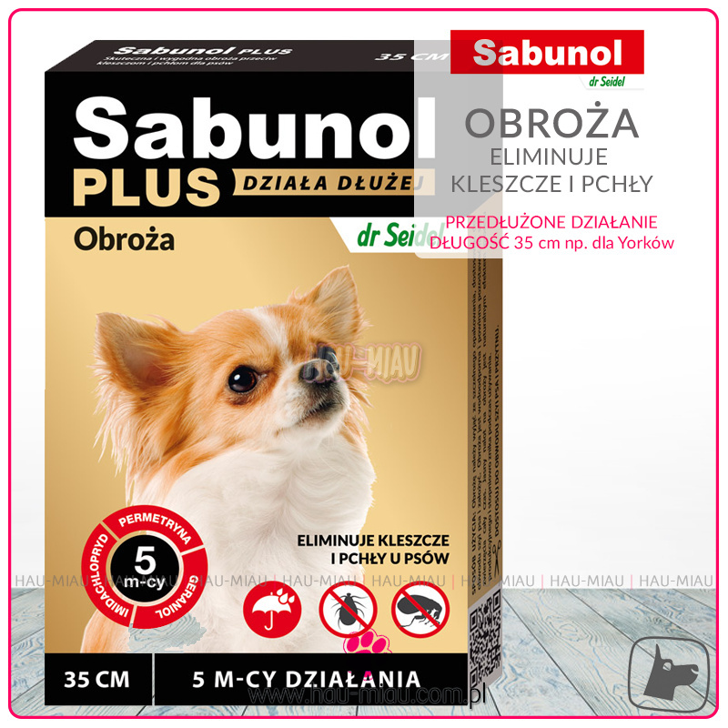 Dr Seidel - Sabunol - Obroża dla psów typu York na kleszcze i pchły o przedłużonym działaniu do 5 miesięcy - 35 cm Dr Seidel - Sabunol - Obroża dla psów typu York na kleszcze i pchły o przedłużonym działaniu do 5 miesięcy - 35 cm