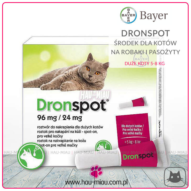 Bayer - Dronspot - Środek na robaki i pasożyty - duże koty 5-8 kg - 1 pipeta Bayer - Dronspot - Środek na robaki i pasożyty - duże koty 5-8 kg - 1 pipeta