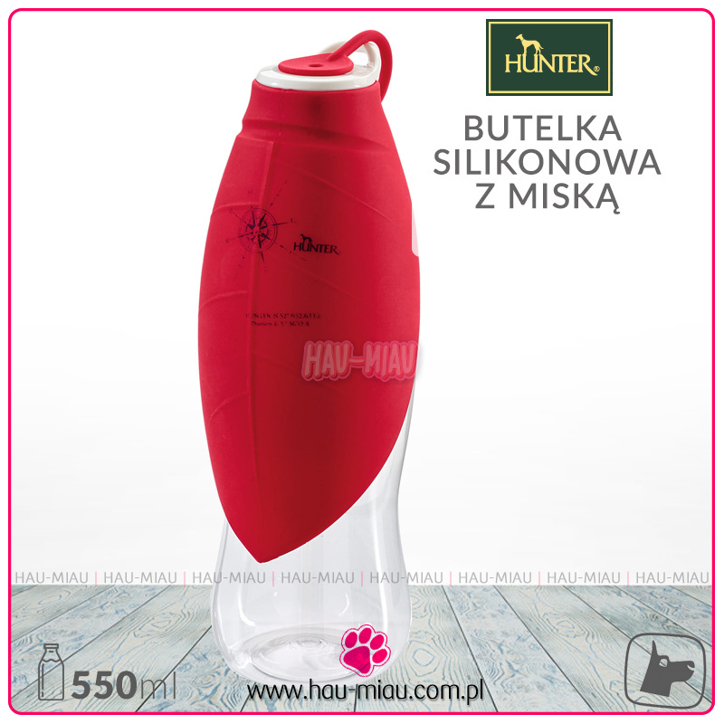 Hunter - Podróżna butelka z silikonową miseczką List - CZERWONA Hunter - Podróżna butelka z silikonową miseczką List - CZERWONA