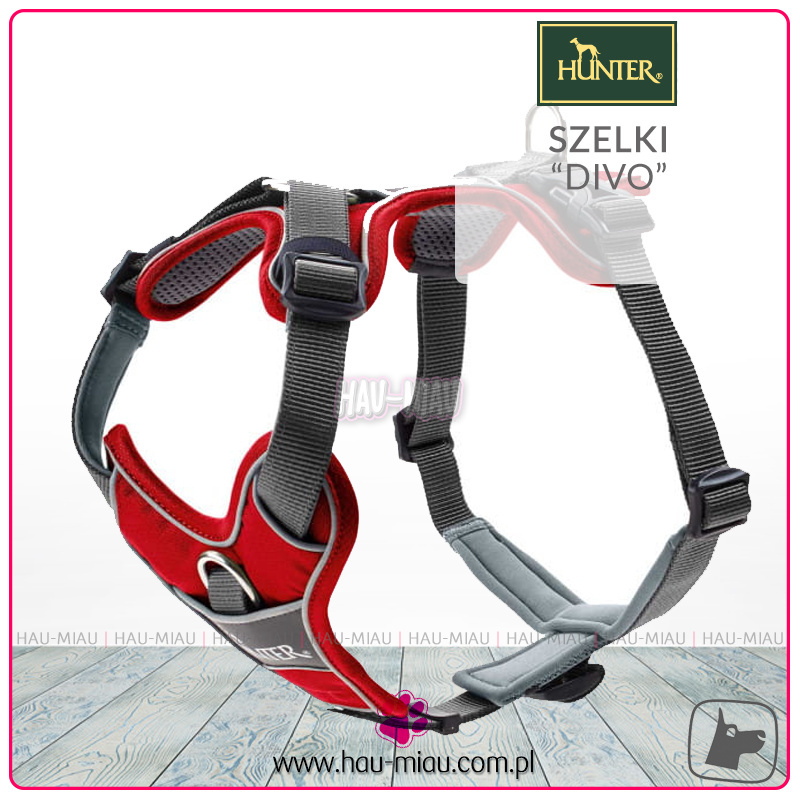 Hunter - Szelki DIVO - Czerwono-Szare - rozmiar M Hunter - Szelki DIVO - Czerwono-Szare - rozmiar M