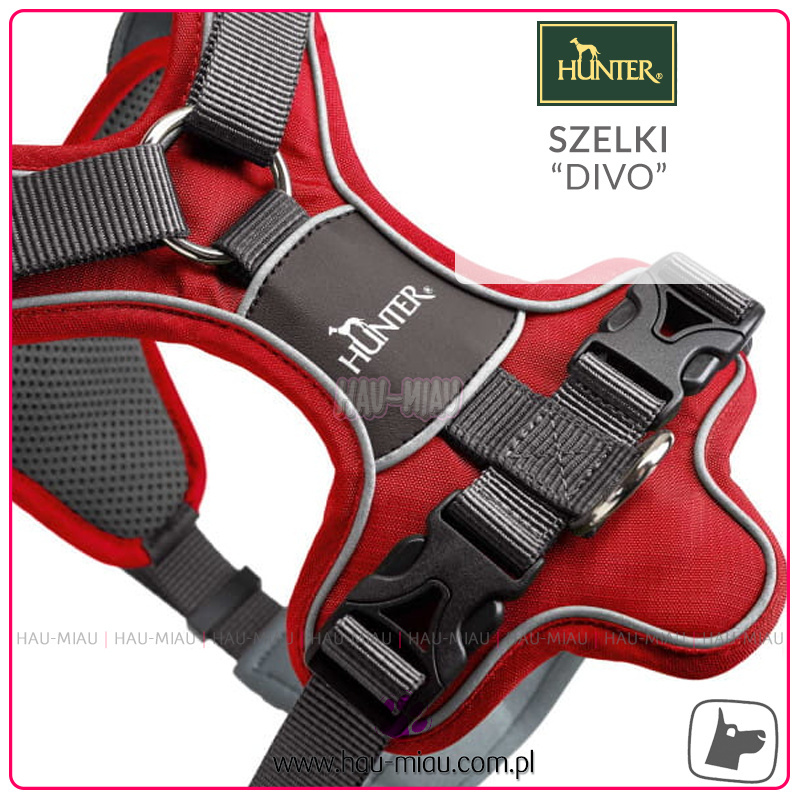 Hunter - Szelki DIVO - Czerwono-Szare - rozmiar M Hunter - Szelki DIVO - Czerwono-Szare - rozmiar M