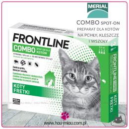 Merial - Frontline Combo Kot - Na pchły, wszy, kleszcze, pasożyty