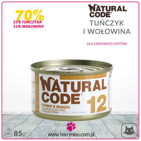 Natural Code - 12 - TUŃCZYK I WOŁOWINA - 85g Natural Code - 12 - TUŃCZYK I WOŁOWINA - 85g
