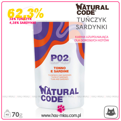 Natural Code - P02 - TUŃCZYK I SARDYNKI - 70g Natural Code - P02 - TUŃCZYK I SARDYNKI - 70g