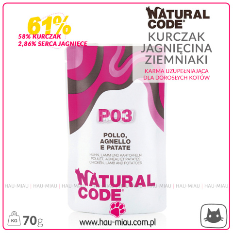 Natural Code - P03 - KURCZAK, JAGNIĘCINA, ZIEMNIAKI - 70g Natural Code - P03 - KURCZAK, JAGNIĘCINA, ZIEMNIAKI - 70g