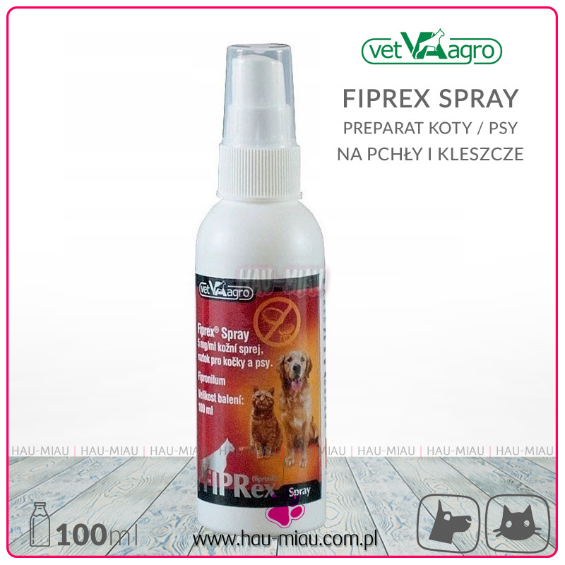 Vet Agro - Fiprex - Spray do zwalczania kleszczy i pcheł u kotów i psów - 100g
