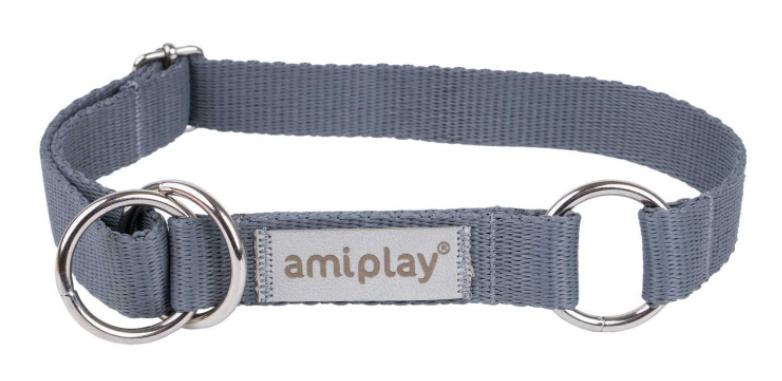 AmiPlay - Obroża półzaciskowa - SAMBA - SZARA - M - 25-40 cm AmiPlay - Obroża półzaciskowa - SAMBA - SZARA - M - 25-40 cm
