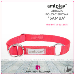 AmiPlay - Obroża półzaciskowa - SAMBA - CZERWONA - L - 35-50 cm