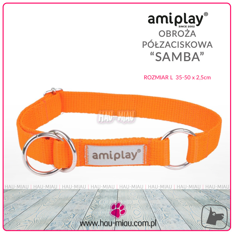 AmiPlay - Obroża półzaciskowa - SAMBA - POMARAŃCZOWA - L - 35-50 cm AmiPlay - Obroża półzaciskowa - SAMBA - POMARAŃCZOWA - L - 35-50 cm