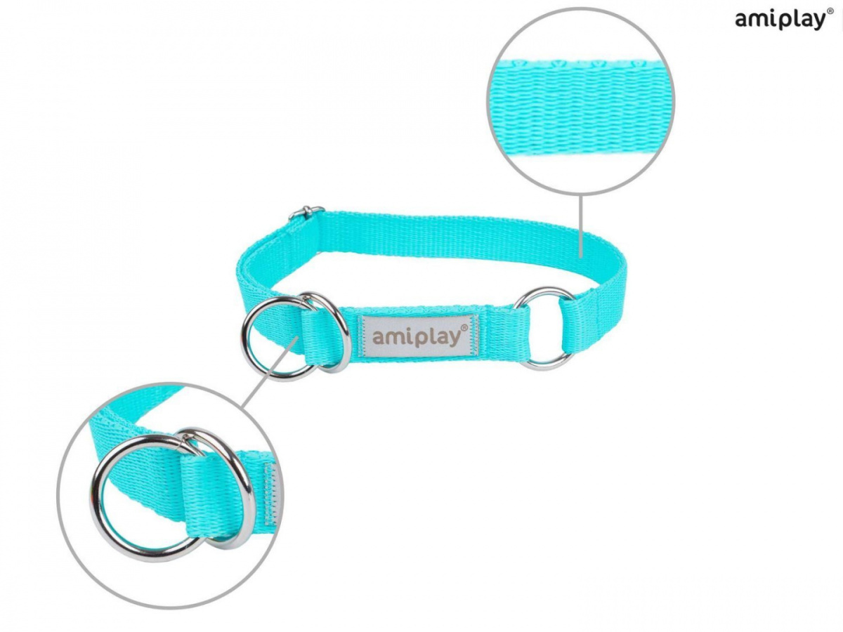 AmiPlay - Obroża półzaciskowa - SAMBA - TURKUS - L - 35-50 cm AmiPlay - Obroża półzaciskowa - SAMBA - TURKUS - L - 35-50 cm