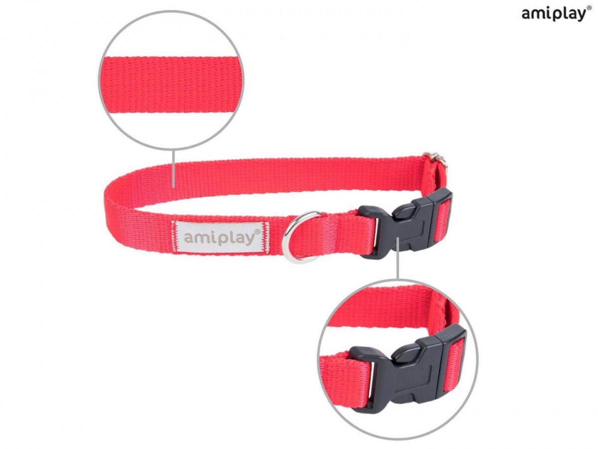 AmiPlay - Obroża regulowana - SAMBA - CZERWONA - M - 25-40 cm AmiPlay - Obroża regulowana - SAMBA - CZERWONA - M - 25-40 cm