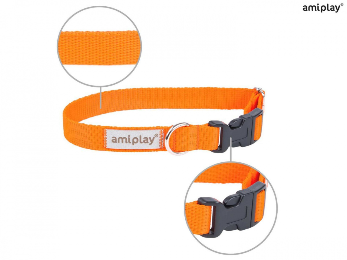 AmiPlay - Obroża regulowana - SAMBA - POMARAŃCZOWA - S - 20-35 cm AmiPlay - Obroża regulowana - SAMBA - POMARAŃCZOWA - S - 20-35 cm