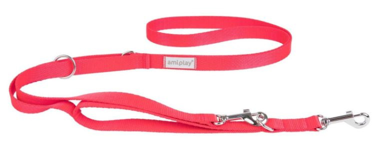 AmiPlay - Smycz regulowana 7w1 - SAMBA - CZERWONA - L - 100-200 x 2,5cm AmiPlay - Smycz regulowana 7w1 - SAMBA - CZERWONA - L - 100-200 x 2,5cm