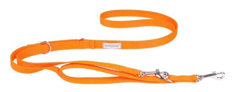 AmiPlay - Smycz regulowana 7w1 - SAMBA - POMARAŃCZOWA - L - 100-200 x 2,5 cm AmiPlay - Smycz regulowana 7w1 - SAMBA - POMARAŃCZOWA - L - 100-200 x 2,5 cm