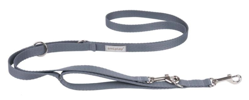 AmiPlay - Smycz regulowana 7w1 - SAMBA - SZARA - L - 100-200 x 2,5cm AmiPlay - Smycz regulowana 7w1 - SAMBA - SZARA - L - 100-200 x 2,5cm