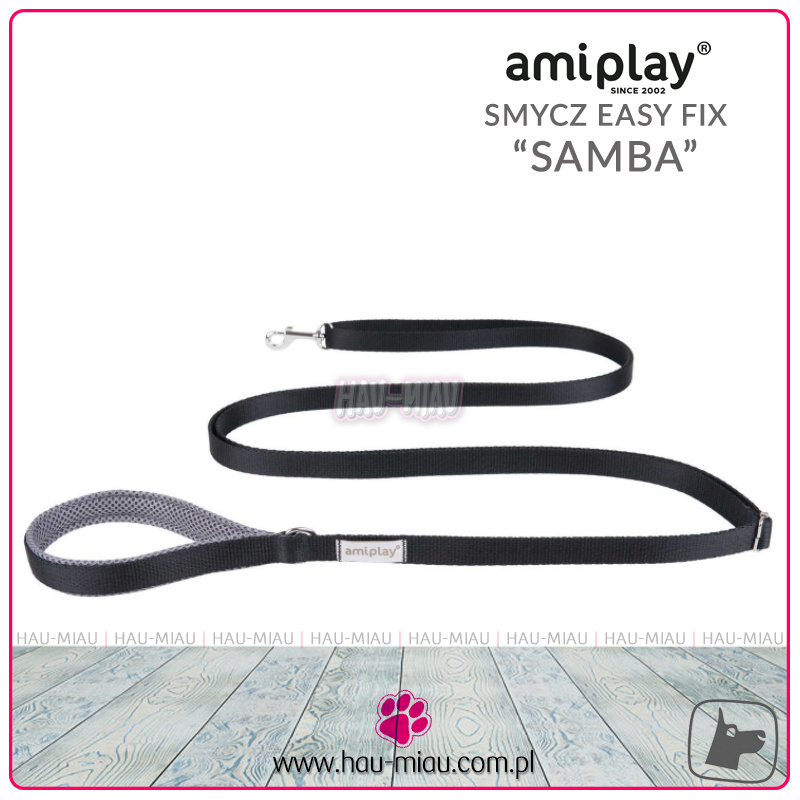 AmiPlay - Smycz regulowana Easy Fix - SAMBA - CZARNA - M - 160-300 x 2 cm AmiPlay - Smycz regulowana Easy Fix - SAMBA - CZARNA - M - 160-300 x 2 cm