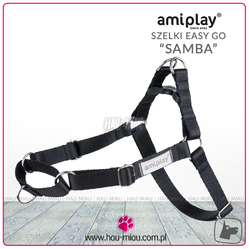 AmiPlay - Szelki treningowe Easy Go - SAMBA - CZARNE - L