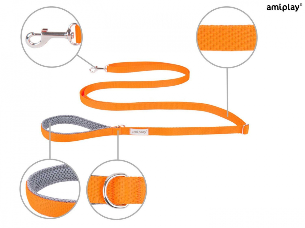 AmiPlay - Smycz regulowana Easy Fix - SAMBA - POMARAŃCZOWA - M - 160-300 x 2 cm AmiPlay - Smycz regulowana Easy Fix - SAMBA - POMARAŃCZOWA - M - 160-300 x 2 cm