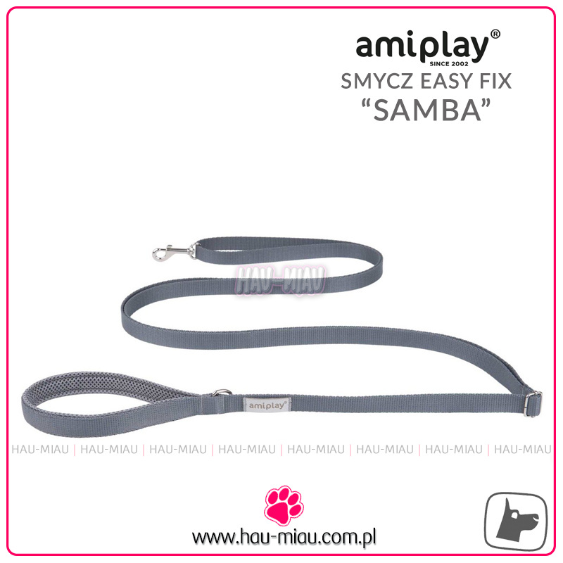 AmiPlay - Smycz regulowana Easy Fix - SAMBA - SZARA - M - 160-300 x 2cm AmiPlay - Smycz regulowana Easy Fix - SAMBA - SZARA - M - 160-300 x 2cm
