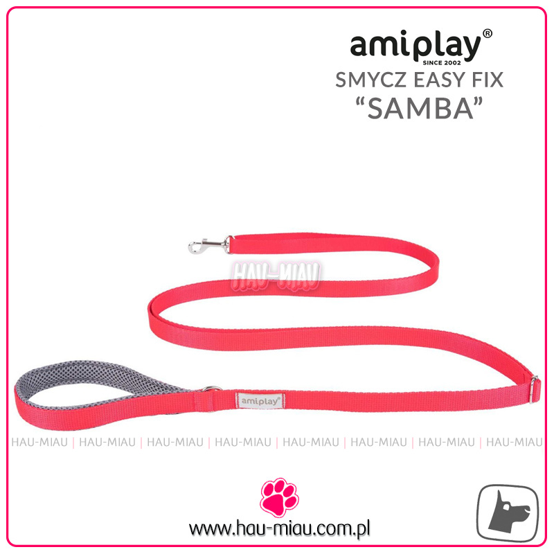 AmiPlay - Smycz regulowana Easy Fix - SAMBA - CZERWONA - XL - 160-300 x 2,5cm AmiPlay - Smycz regulowana Easy Fix - SAMBA - CZERWONA - XL - 160-300 x 2,5cm