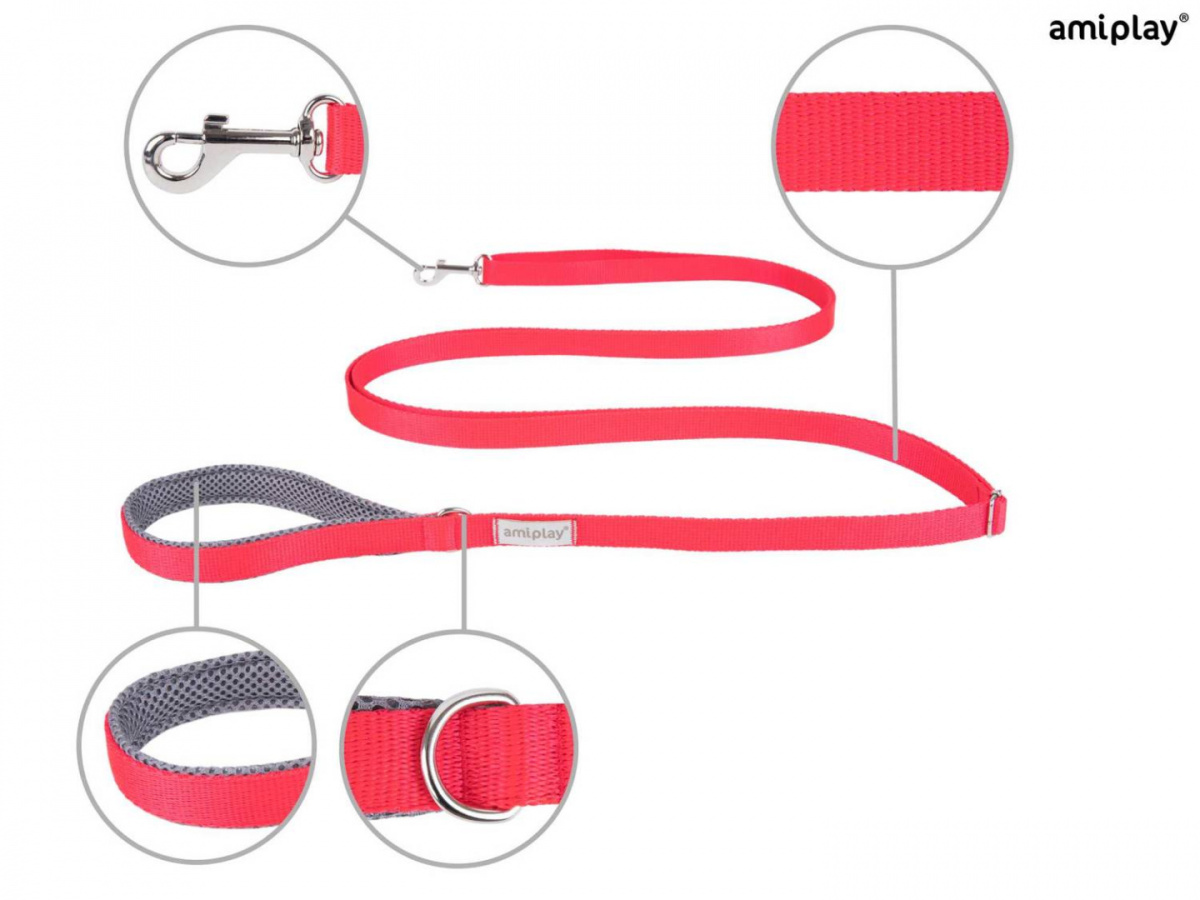 AmiPlay - Smycz regulowana Easy Fix - SAMBA - CZERWONA - XL - 160-300 x 2,5cm AmiPlay - Smycz regulowana Easy Fix - SAMBA - CZERWONA - XL - 160-300 x 2,5cm