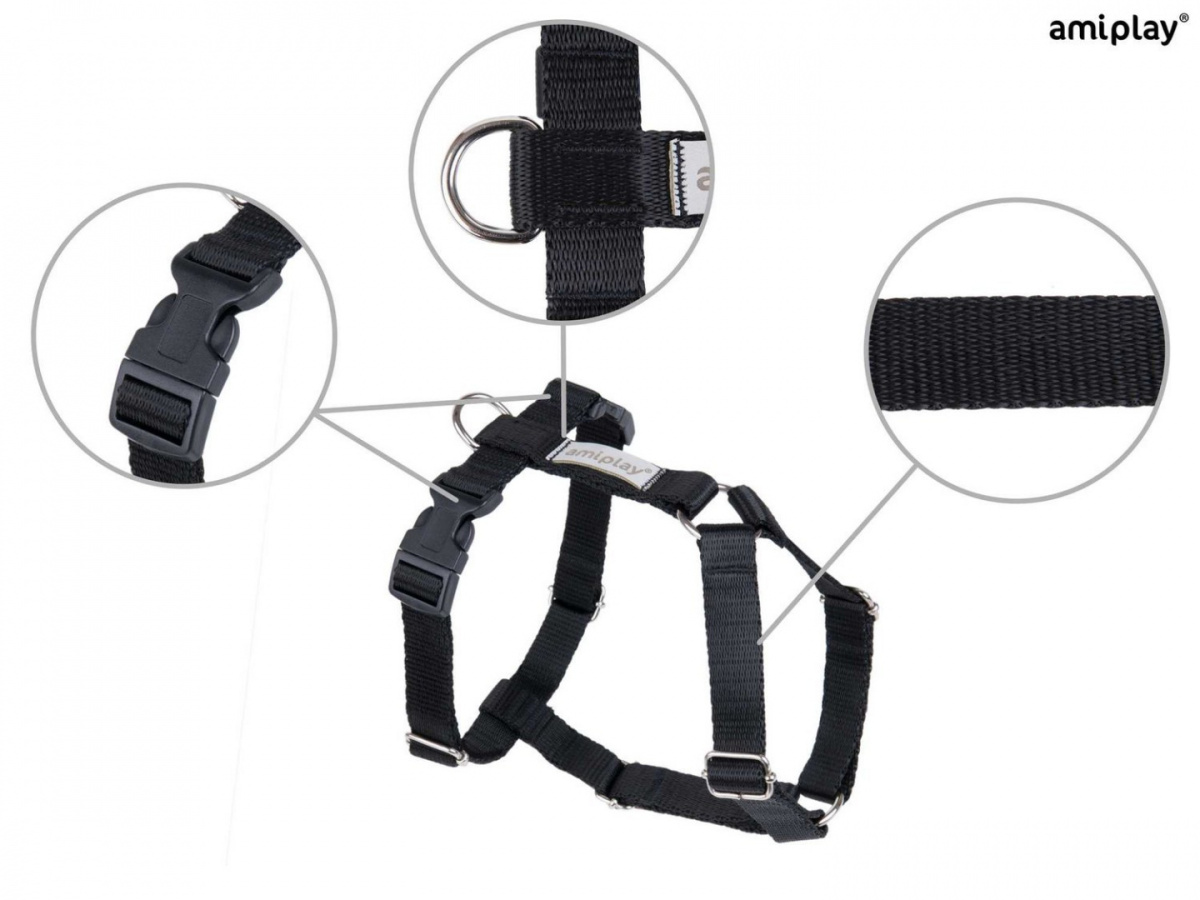 AmiPlay - Szelki regulowane Guard - SAMBA - CZARNE - S AmiPlay - Szelki regulowane Guard - SAMBA - CZARNE - S