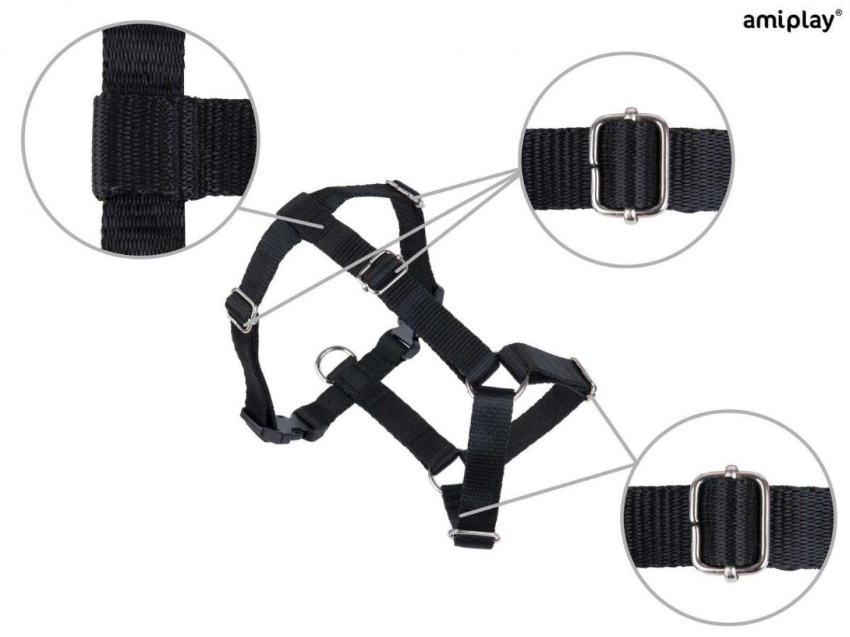 AmiPlay - Szelki regulowane Guard - SAMBA - CZARNE - S AmiPlay - Szelki regulowane Guard - SAMBA - CZARNE - S