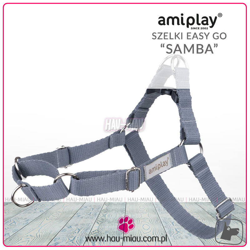 AmiPlay - Szelki treningowe Easy Go - SAMBA - SZARE - M AmiPlay - Szelki treningowe Easy Go - SAMBA - SZARE - M