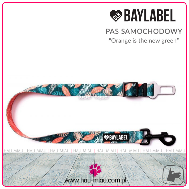 Baylabel - Pas do samochodu dla psa - Orange is the New Green - 2,5 cm Baylabel - Pas do samochodu dla psa - Orange is the New Green - 2,5 cm