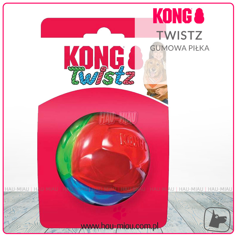 Kong - Twistz Ball Gumowa piłka dla psa - Medium - 6cm - TOY Kong - Twistz Ball Gumowa piłka dla psa - Medium - 6cm - TOY
